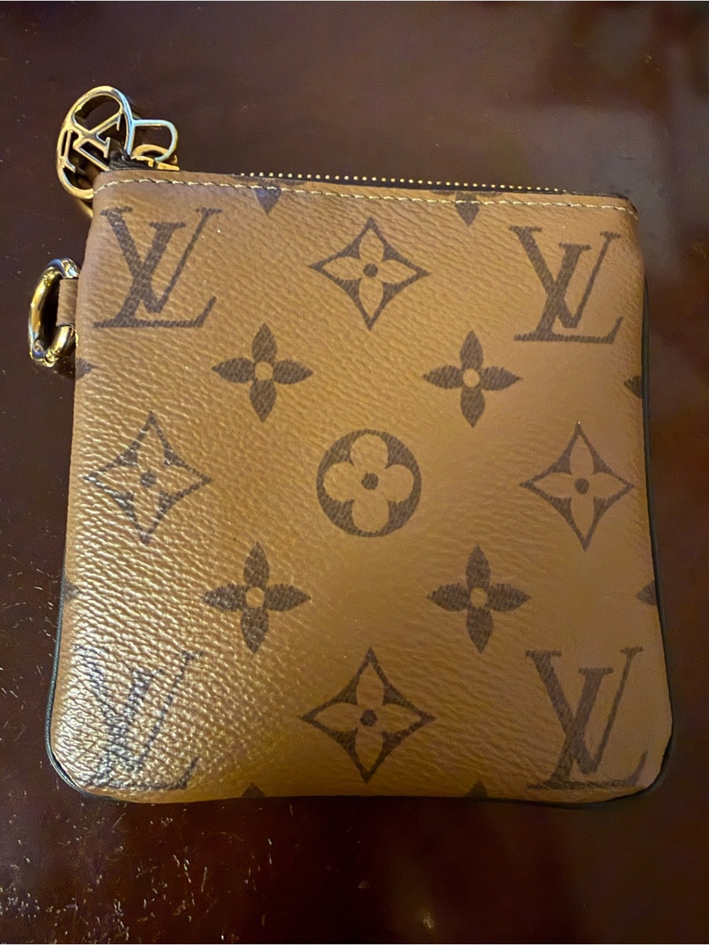 Louis Vuitton Brown Monogram Zipper Pouch with Gold Hardware - Picture 3 of 6
